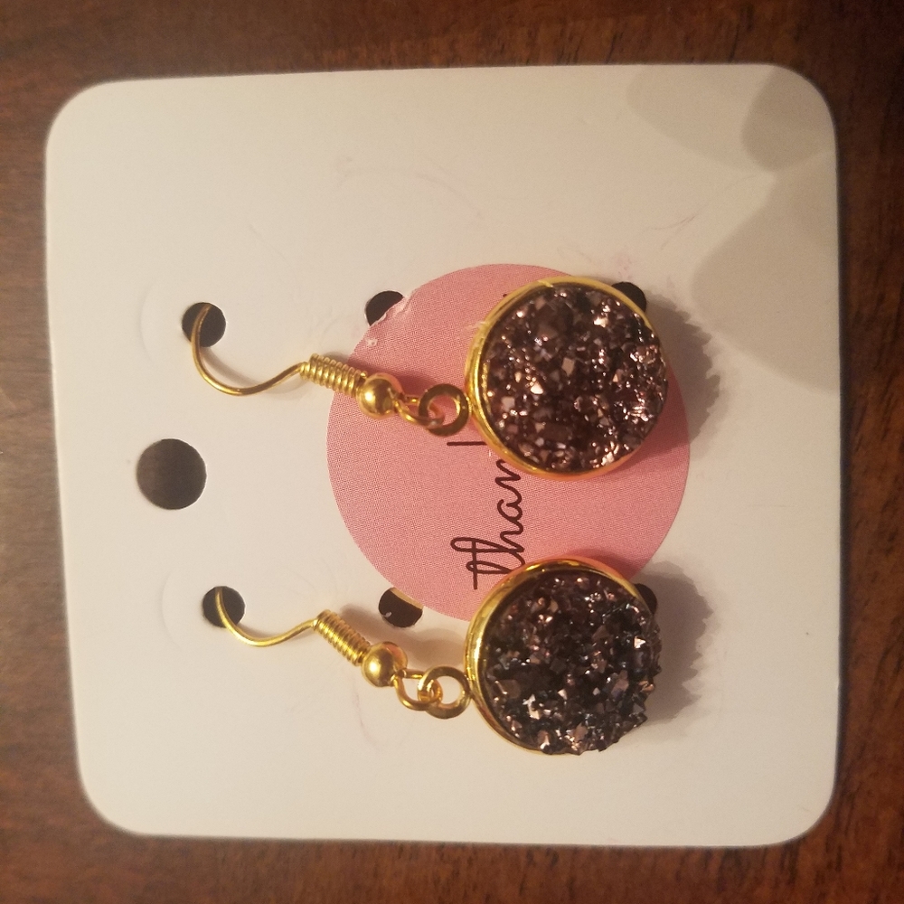 Purple druzy earrings